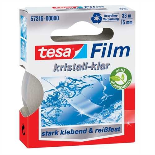 tesa Klebeband KRISTALL-KLAR, selbstklebend, 15 mm x 33 m, farblos, transparent