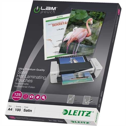 LEITZ Laminiertasche, A4, 216 x 303 mm, 0,125 mm, farblos, matt (100 Stück)