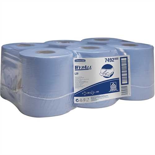 WYPALL* Wischtuch, L20, Airflex, 2lagig, auf Rolle, 6 x 400 Tücher, 18,5 x 38 cm, blau (6 Rollen)