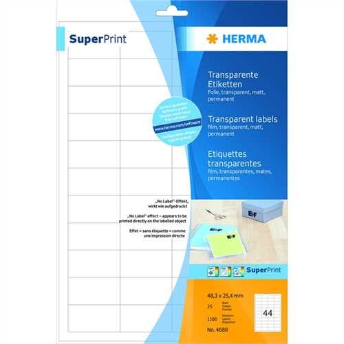 HERMA Etikett, Farblaser/-kopierer, 48,3 x 25,4 mm, transparent, matt (1.100 Stück)