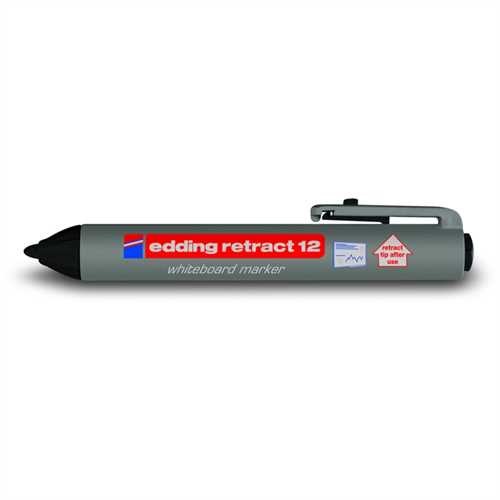 edding Boardmarker retract 12, nachfüllbar, Rundspitze, 1,5 - 3 mm, Schaftfarbe: grau, Schreibfarbe: