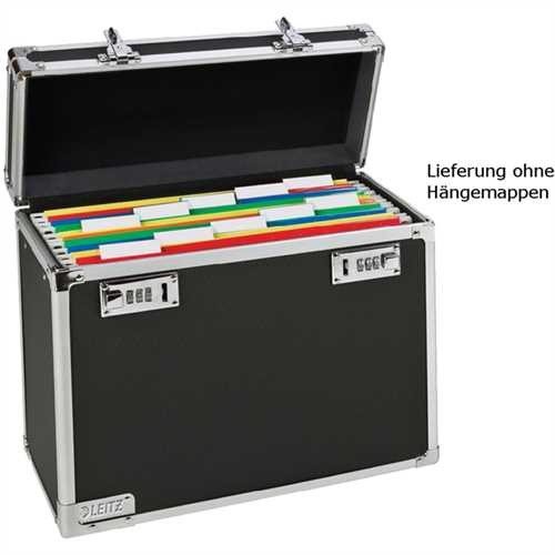 LEITZ Hängebox, Holz, leer, A4, 36,6 x 17,8 x 32,2 cm, für: 15 Hängemappen, schwarz/chrom