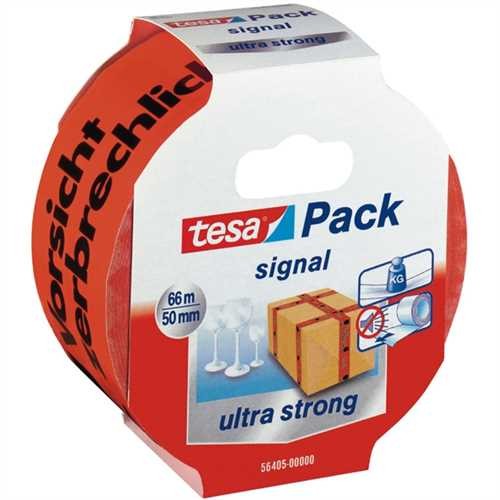 tesa Verpackungsklebeband tesapack signal ultra strong, Vorsicht zerbrechlich, 50 mm x 66 m, leuchtr