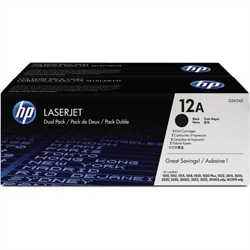 HP Toner, 12A, Q2612AD, original, schwarz, 2.000 Seiten (2 Stück)