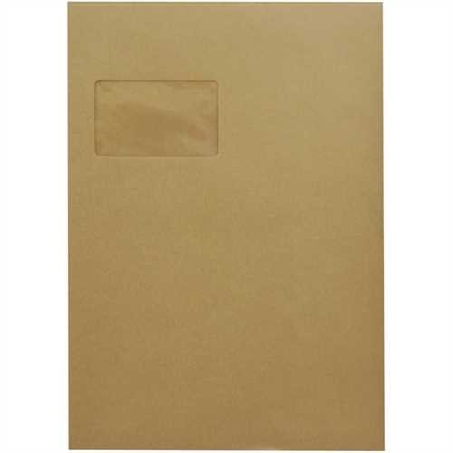 MAILmedia Versandtasche, mit Fenster, haftklebend, C4, 229 x 324 mm, 110 g/m², Natron, braun (250 St