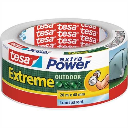 tesa Klebeband extra Power Extreme OUTDOOR, Folie, selbstklebend, 48 mm x 20 m, farblos, transparent