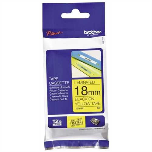 BROTHER TZE-641 - Brother Schriftbandkassette, TZe, Laminiert, 18 mmx8 m, Schwarz auf gelb