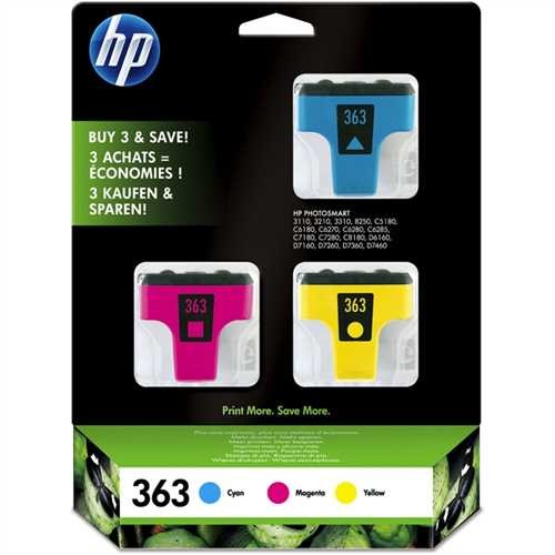 HP Tintenpatrone vivera 363, CB333EE, original, cyan/magenta/gelb (3 Stück)