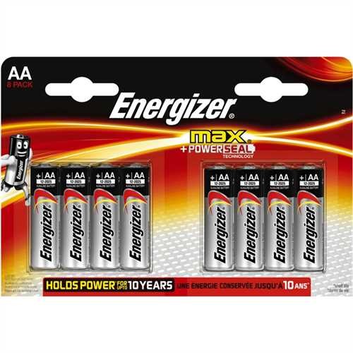 Energizer Batterie, max + POWERSEAL, Mignon, AA, LR6, 1,5 V (8 Stück)