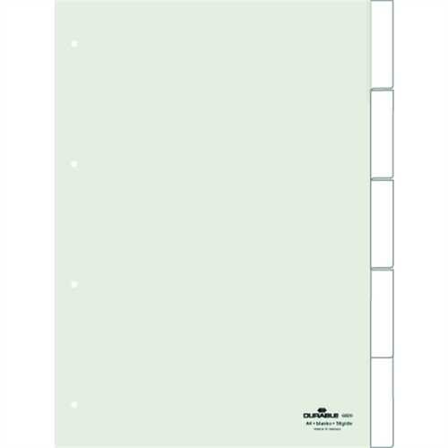 DURABLE Register, blanko / 0 - 5, 4fach Lochung, A4, 5 Blatt, transparent