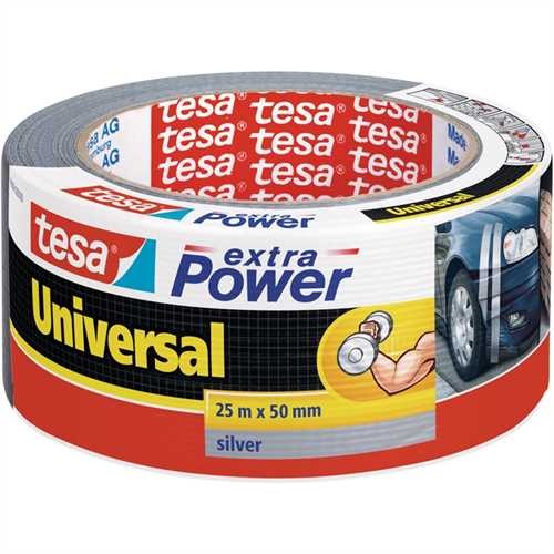 tesa Gewebeband extra Power Universal, selbstklebend, 50 mm x 25 m, silber (6 Stück)