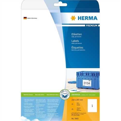 HERMA Etikett, Inkjet/Laser/Kopierer, selbstklebend, 210 x 297 mm, weiß (25 Stück)