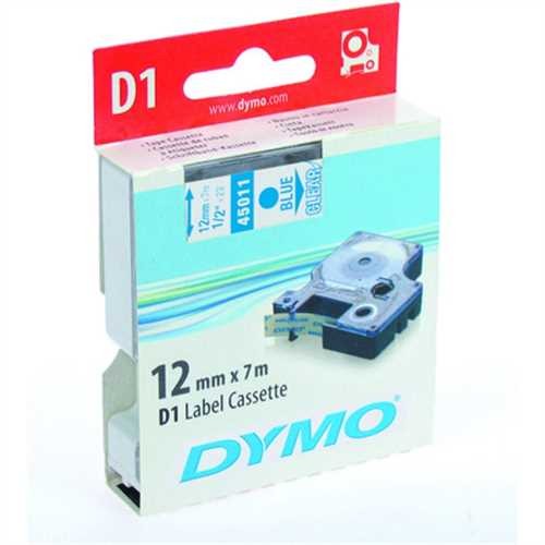 DYMO Schriftbandkassette, D1, 12 mm x 7 m, blau auf farblos