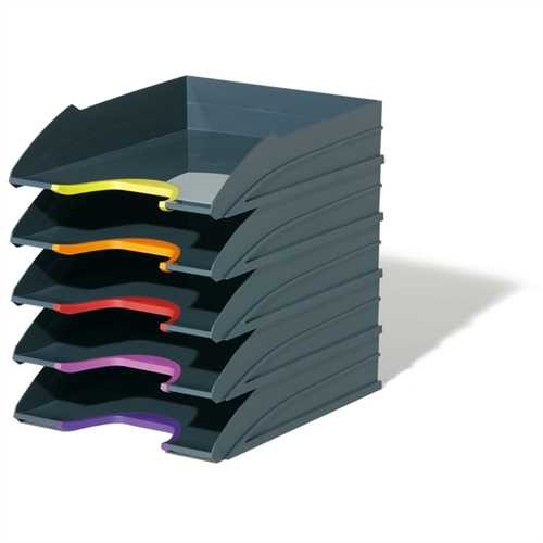 DURABLE Briefkorbset VARICOLOR, mit 5 Körben, C4, 255 x 330 x 275 mm, anthrazit/grau (1 Stück)