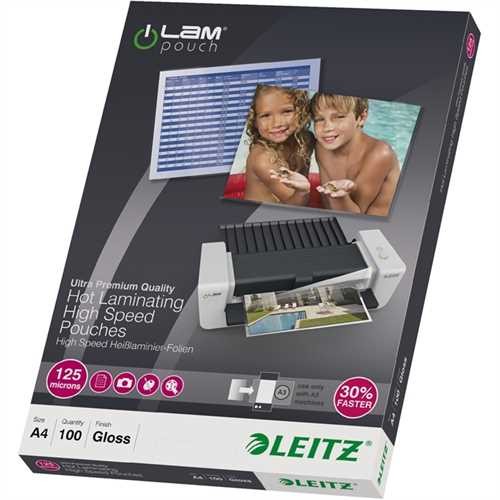 LEITZ Laminiertasche Speed, A4, 216 x 303 mm, 0,125 mm, transparent (100 Stück)