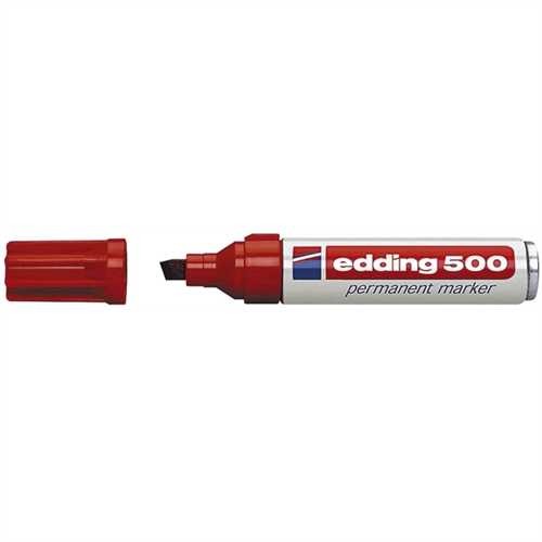 edding Permanentmarker 500, Keilspitze, 2 - 7 mm, Schreibfarbe: rot