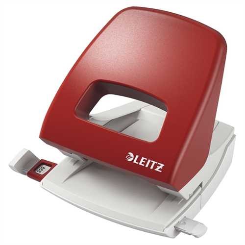 LEITZ Locher Topstyle, mit Anschlagschiene, 25 Blatt, 2,5 mm, rot