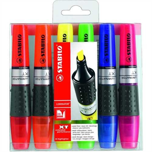 STABILO Textmarker LUMINATOR, Keilspitze, 2 - 5 mm, Schreibfarbe: 6er sortiert (6 Stück)