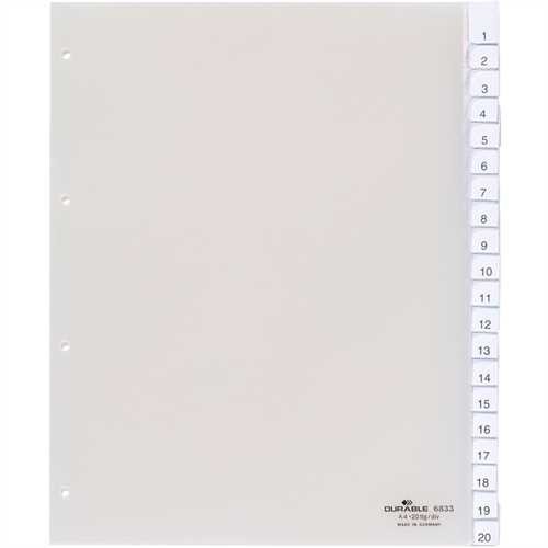 DURABLE Register, blanko / 0 - 20 / A - Z, A4+, überbreit, 20 Blatt, transparent (1 Stück)