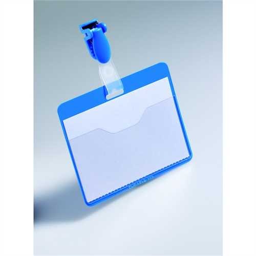 DURABLE Namensschild, mit: Clip, Hartfolie, 90 x 60 mm, blau (25 Stück)