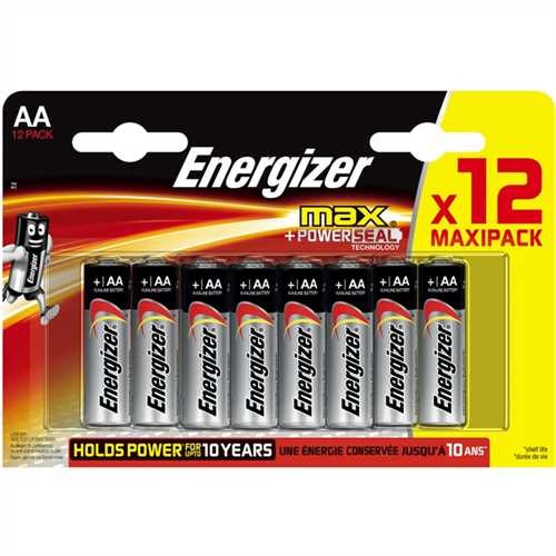 Energizer Batterie, max + POWERSEAL, Mignon, AA, LR6, 1,5 V (12 Stück)