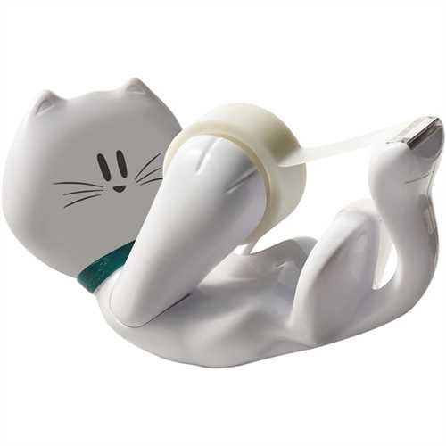 Scotch Handabroller, Katze, gefüllt, für Rollen bis 19 mm x 8,9 m, weiß (1 Stück)