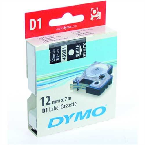 DYMO Schriftbandkassette, D1, 12 mm x 7 m, weiß auf schwarz