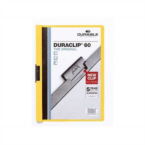 DURABLE Klemmmappe DURACLIP, Hartfolie, A4, für: 60 Blatt, gelb