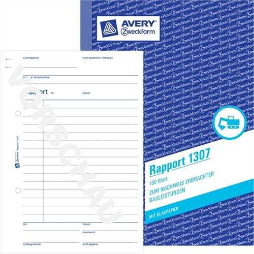 AVERY ZWECKFORM 1307 - Rapport, A5 hoch, Einbandfarbe: Blau, 100 Blätter