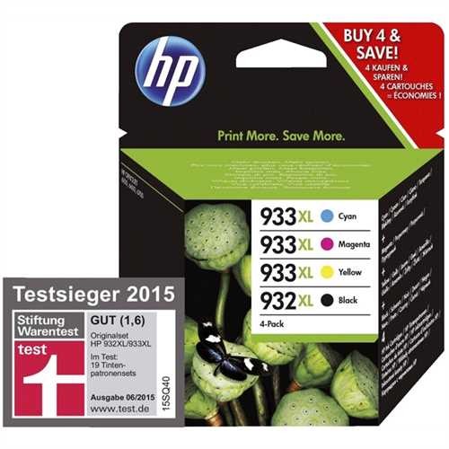 HP Tintenpatrone, 932XL/933XL, C2P42AE, original, 4er sortiert, 1.000/825 Seiten (schwarzweiß/farbig