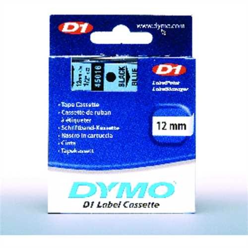 DYMO Schriftbandkassette, D1, 12 mm x 7 m, schwarz auf blau