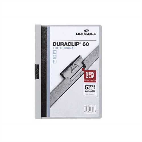 DURABLE Klemmmappe DURACLIP, Hartfolie, A4, für: 60 Blatt, grau