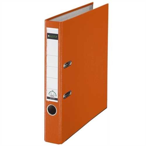 LEITZ Ordner Plastik, PP-kaschiert, Einsteckrückenschild, mit Griffloch, A4, 52 mm, orange