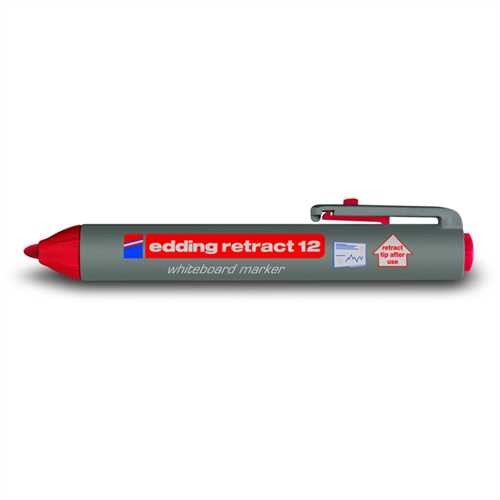 edding Boardmarker retract 12, nachfüllbar, Rundspitze, 1,5 - 3 mm, Schaftfarbe: grau, Schreibfarbe: