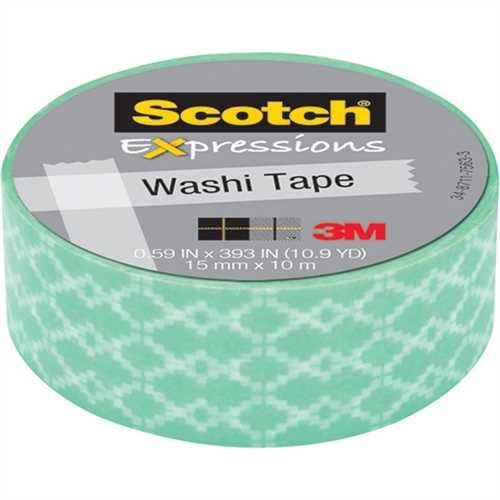 Scotch Verpackungsklebeband Washi, Papier, selbstklebend, 15 mm x 10 m, mint