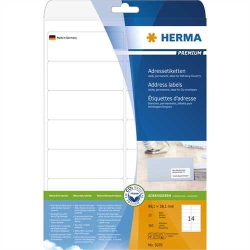 HERMA Etikett, Inkjet/Laser/Kopierer, selbstklebend, abgerundete Ecken, 99,1 x 38,1 mm, weiß (350 St