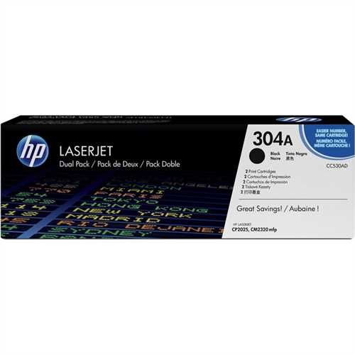 HP Toner, 304A, CC530AD, original, schwarz, 3.500 Seiten (2 Stück)